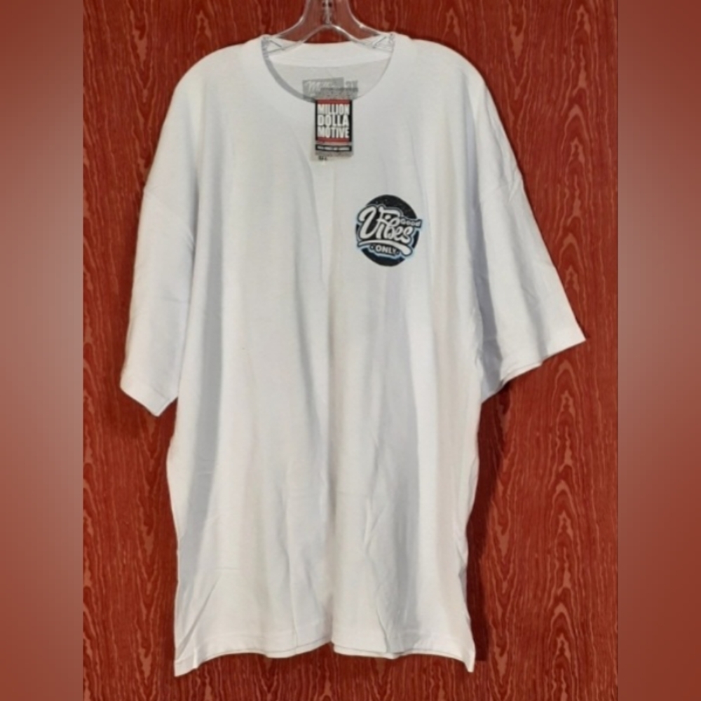 MILLION DOLLA MOTIVE White Good Vibes Retro Round Neck Short Sleeve T Shirts 3X